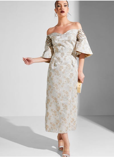 Buy Bardot Sweetheart Neck Flute Sleeve Dress in Saudi Arabia