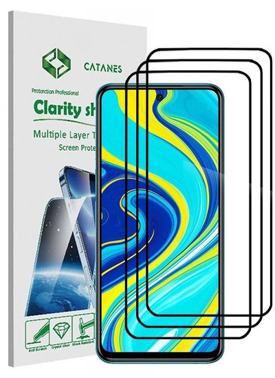 اشتري 3 Pack For Xiaomi Redmi Note 9S Screen Protector Tempered Glass Full Glue Back في الامارات