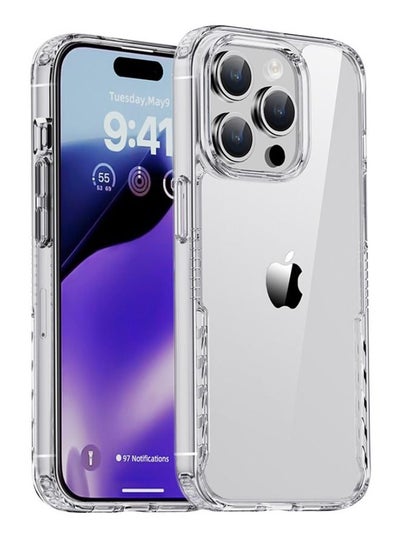 اشتري حافظة iPhone 15 Pro Max، حافظة خلفية صلبة من البولي كربونات عالية الشفافية + حافظة واقية بإطار ناعم من مادة TPU، غطاء وسادة هوائية مضاد للسقوط بأربعة زوايا مضاد للأصفر مناسب لهاتف Apple iphone 15 Pro في الامارات