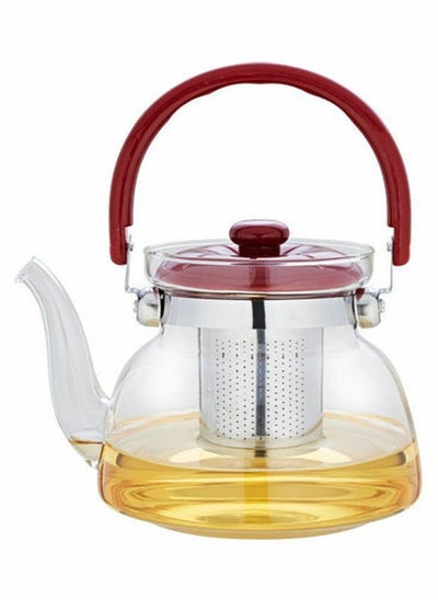 Buy Transparent heat resistant glass tea and coffee pot with infuser 1L in Saudi Arabia