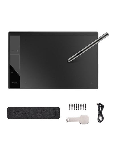 Buy A30 Graphics Drawing Tablet 10 x 6 Inch Large Active Area Smart Gesture Touch-Control 8192 Levels Pressure Art Graphics Tablet with Battery-free Stylus 8 Pen Nibs in UAE