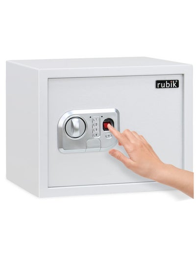 Buy Large Safe Box with Biometric Fingerprint Digital Keypad and Key Lock A4 Document Size Safety Locker for Home Office (30x38x30cm) White in UAE