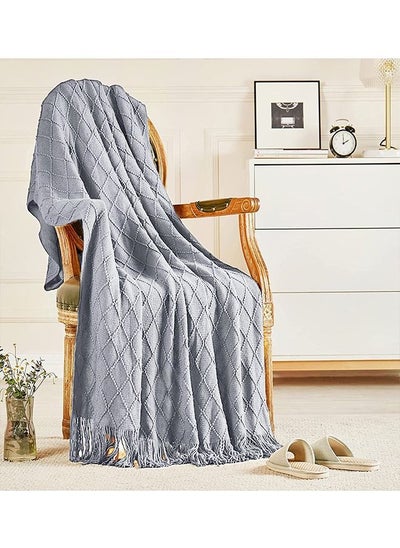 Buy Nordic Style Simple Sofa Soft Knitted Blanket Light Grey 127x172cm in Saudi Arabia