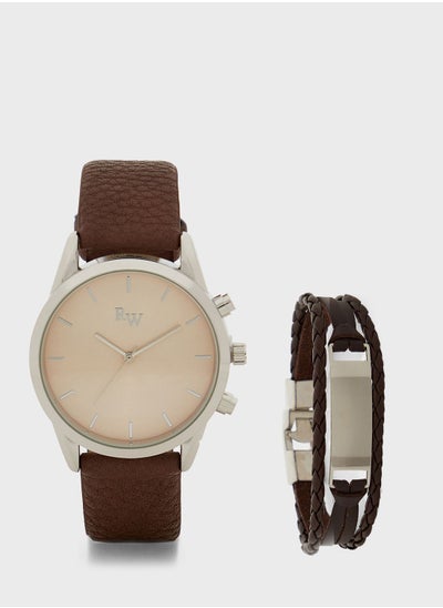 Buy Analogue Watch And Bracelet Gift Set in UAE