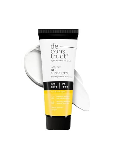 Buy Deconstruct Face Gel Sunscreen Spf 55+ And Pa+++ |For Oily Skin, Combination Skin, Normal Skin | Broad Spectrum Sunscreen, No White Cast, Lightweight, Non Greasy in UAE