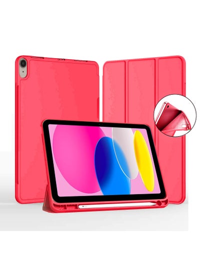 Buy Smart Flip Back Case Cover with Pen Holder For Apple iPad 10 2022 10th Generation 10.9 inch 2022 Red in Saudi Arabia