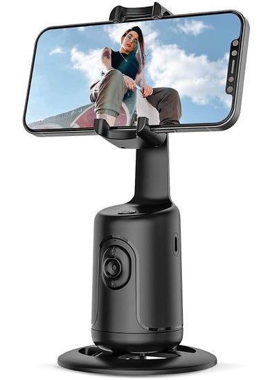 اشتري Auto Face Tracking Tripod Mount, 360 Rotation Phone Camera Mount Stabalizer, Battery Operated Smart Shooting Holder for Live Vlog Tutorial - Black في الامارات