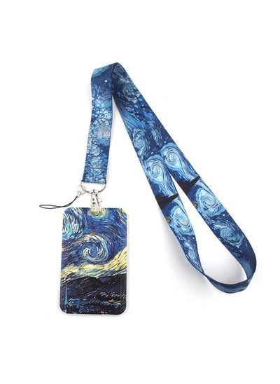 Buy Card Holder with Neck Strap Lanyards Van Gogh's Starry Night (B) Oil Painting For Keys Keychain Badge Holder Compatible with Credit Card / Student Card / Bus Transportation Card in UAE