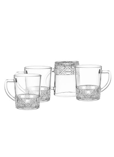 Buy Set of 4 clear glass tea cups 240 ml in Saudi Arabia