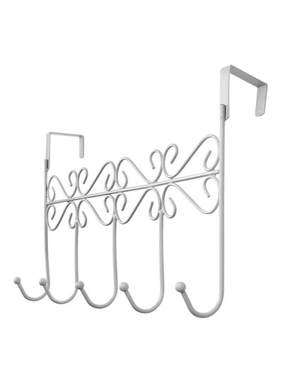 اشتري Over The Door 5 Hanger Rack Decorative Metal Hanger Holder for Home Office Use, White في مصر