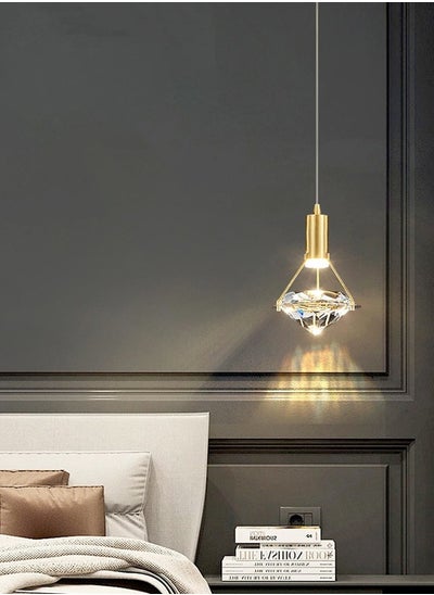 Buy Nordic Modern Crystal LED Pendant Light 6787 Home Living Room Background Hanging Decor Single Head Chandelier Luster Suspension Lamp in Saudi Arabia