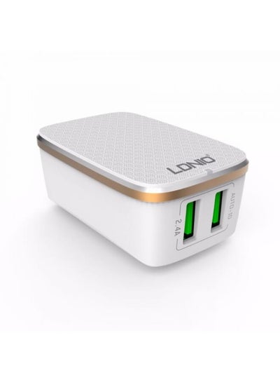 Buy A2205 High Quality EU Plug Fast Charger Dual USB Port LED Touch Lamp With Lightning Charging Cable - White in Egypt