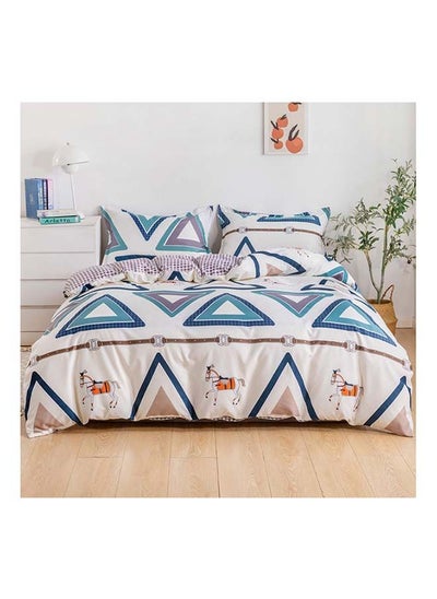 اشتري 4-Piece Single Size Duvet Cover Set Microfibre Patina 1 Duvet Cover 160x210 cm; 1 Fitted Sheet 120x200x25 cm; 2 Pillow Cover 48x74cm Multicolor في الامارات