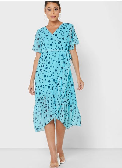 Buy Polka Dot Wrap Dress in Saudi Arabia