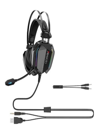 Buy EK03 Game Headset With Wire Flexible Headphone 3.5mm Audio Jack And USB HD HIFI Black in Egypt