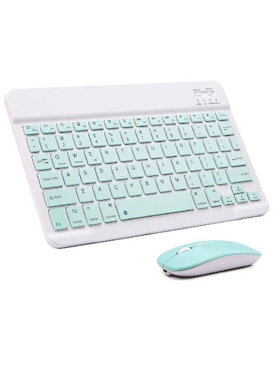 Buy Ultra-Slim Bluetooth Keyboard and Mouse Combo Rechargeable Portable Wireless Keyboard Mouse Set for Apple iPad iPhone iOS 13 and Above Samsung Tablet Phone Smartphone Android Windows (Green) in UAE