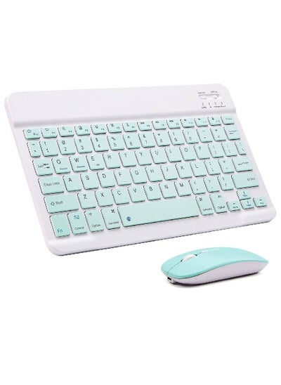 Buy Ultra-Slim Bluetooth Keyboard and Mouse Combo Rechargeable Portable Wireless Keyboard Mouse Set for Apple iPad iPhone iOS 13 and Above Samsung Tablet Phone Smartphone Android Windows (Green) in UAE