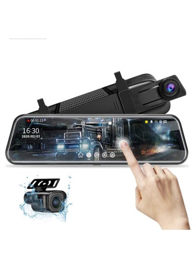 Buy ADAK 4K Rear View Mirror Camera, Full Touch Screen Mirror Dash Cam Front and Rear, 10-Inch 4K with WIFI and GPS (Upgraded Version) in UAE