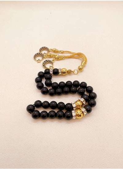 Buy 33 Natural Black Agate Prayer Beads/Tasbih/8mm in UAE