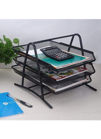 اشتري VIO 3 Tier Document, File, Paper, Letter, Office, Desktop Tray Organizer 3 Desk File Tray, 3 Tier Metal Mesh A4 Files Documents في الامارات