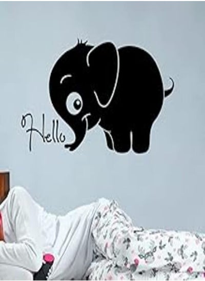 Buy Decorative wall sticker - Baby elephant Hello (60x110cm, black) in Egypt