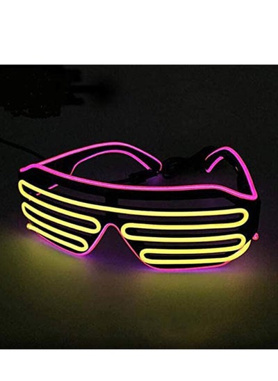 اشتري Glow Neon Glasses, Pink Frame and Yellow Lens LED Rave Glasses, Flashing Shutter Light Up Glasses, Make You The Brightest Star in The Party, Costume Party DJ Sun Glasses Birthday Party Decor في السعودية