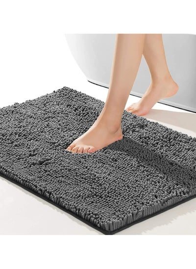 Buy Tycom Bathroom Rugs Bath Mat Non Slip Fluffy Soft Plush Microfiber Shower Carpet Rug Washable Non-Slip Carpet Mat for Bathroom Floor 50 By 80 CM Long Dark Grey. in UAE