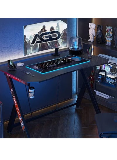 Buy Gaming Desk  Y Shaped Computer Desk Pc Workstation Home Office Desk with Carbon Fiber Surface Cup Holder and Headphone Hook in Saudi Arabia