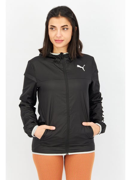 اشتري Women Sportswear Fit Brand Logo Windbreaker Training Jacket, Black في الامارات