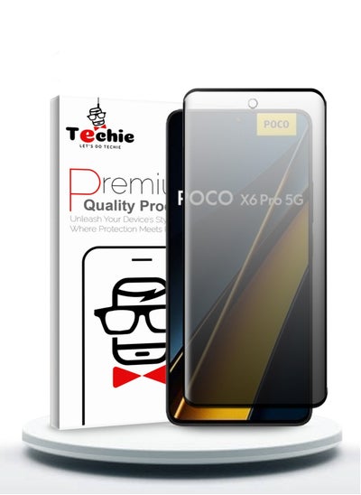 Buy HD Privacy Tempered Glass Screen Protector for Xiaomi Poco X6 Pro - Anti Bubbles 9H Hardness 0.33 mm Rounded Edges Easy Installation in Saudi Arabia