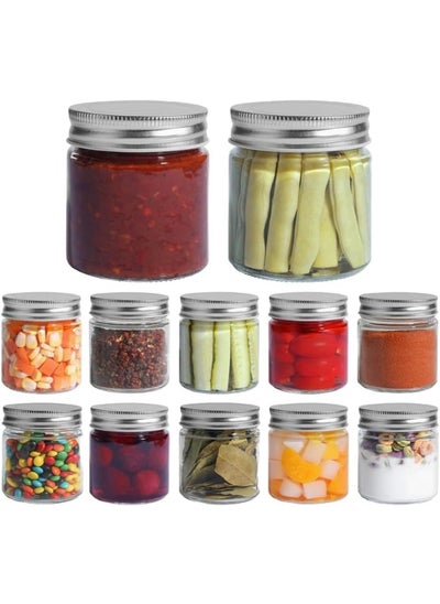 اشتري Generic Clear Glass Round Jar For Food Storage With Metal Screw Cap 250Ml في الامارات