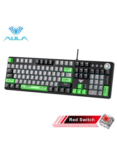 Buy Mechanical Gaming Keyboard NKRO with Wrist Rest RGB Backlit Volume/Lighting Control Knob Fully Programmable 108-Keys Anti-Ghosting Wired Computer Keyboards for Office/Games, Red Switch in UAE