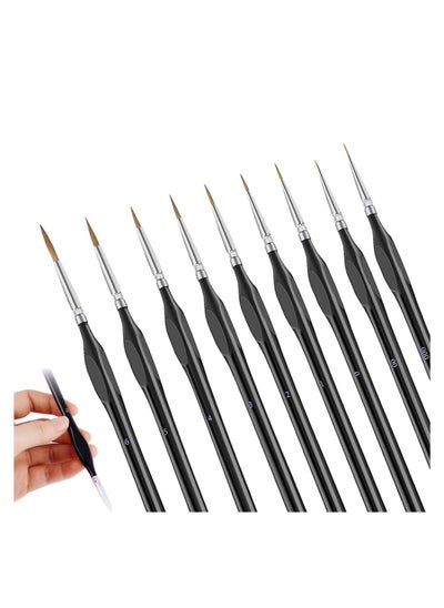 اشتري Painting Miniature Brushes Set 9 Pcs Fine Tip Detail Painting Brushes Miniature Paint Brushes Kit Mini Thin Tiny Paint Brush Set for Acrylic Watercolor Oil Face Nail Scale Model Painting Line Drawing في السعودية