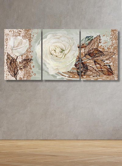 Buy Decorative Wall Art Painting with a Flowers design, 3 pieces, size 120x60 cm in Saudi Arabia
