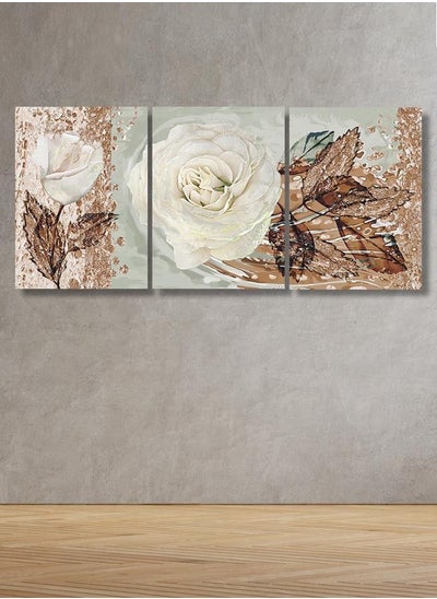 Buy Decorative Wall Art Painting with a Flowers design, 3 pieces, size 120x60 cm in Saudi Arabia