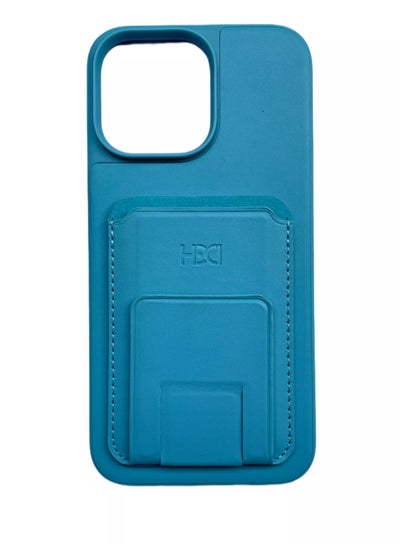Buy Back Cover Leather Case HDD With a wallet to insert cards and use it as a mobile stand Compatible with iPhone 14 Pro Blue in Egypt