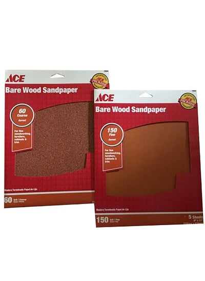 Buy 5-Piece Bare Wood Sandpaper Brown 9 x 11inch in Saudi Arabia