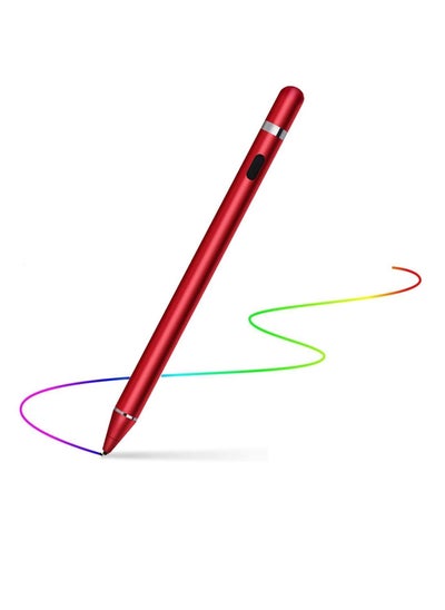 Buy Active Stylus Pens for Touch Screens,1.5mm Fine Point Rechargeable Digital Pencil Capacitive Pen Fine Point Stylist Pen Pencil Compatible with i-Phone i-Pad and Other Tablets (Red) in UAE