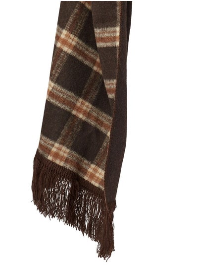 Buy Double Face Solid & Plaid Check/Carreau/Stripe Pattern Wool Winter Scarf/Shawl/Wrap/Keffiyeh/Headscarf/Blanket For Men & Women - Large Size 50x190cm - P01 Dark Brown in Egypt