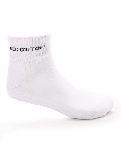 Buy Red Cotton-pack of 3 pieces Men's Comfortable Mid Calf Socks-(black&navy&white) in Egypt