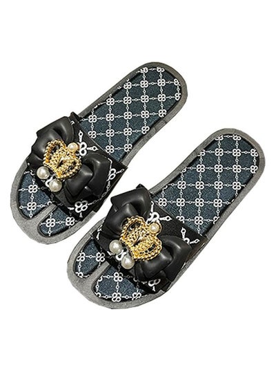 Buy Ladies Fashion Summer Bow Slippers Outdoor or Indoor Flat Beach Sandals in UAE