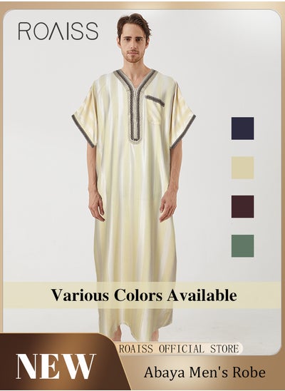 Buy Men Robes Men Embroidery Elements Abaya Style Robes Men Ethnic Traditional Clothing in UAE