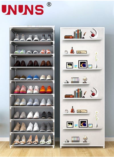 اشتري Shoe Rack Cabinet,10 Tiers Shoe Rack Storage Box For 27 Pairs,Foldable Shoes Organizer Cover,Shoe Cover Rack,Portable Shoe Storage Cabinet في الامارات