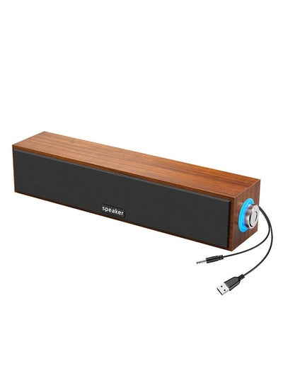 Buy Wooden Computer Speakers, Usb-Powered 3.5Mm Aux Pc Speakers, Surround Sound Portable Computer Bar Speakers in Saudi Arabia