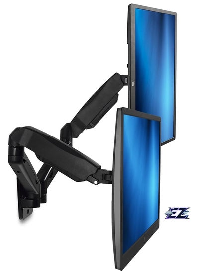 Buy Dual Monitor Wall Mount Arms | Double Monitor Wall Mount | Two Full Motion Adjustable Articulating Gas Spring Arms | Fits 19 20 21 22 24 27 Inch Computer Screens with 75 or 100 VESA Patterns in UAE