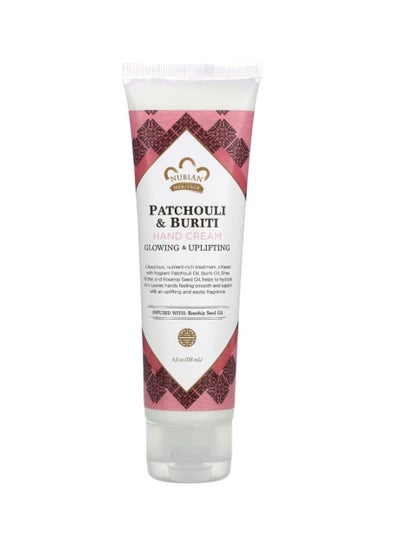 Buy Nubian Heritage Hand Cream Patchouli & Buriti 4 fl oz (118 ml) in Saudi Arabia