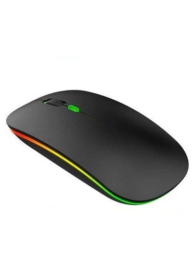 Buy Wireless silent mouse laptop desktop computer Apple computer universal, rechargeable mouse dual-mode 2.4G + Bluetooth 5.0 (Black) (Black) in UAE