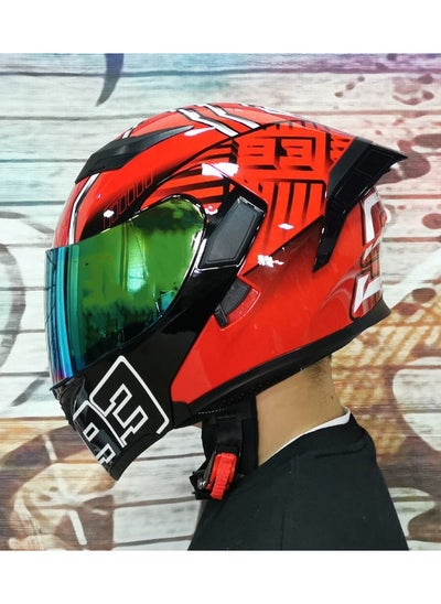 Buy New Double Mirror Helmet Semi Full Cover Four Seasons Motorcycle Helmet in Saudi Arabia