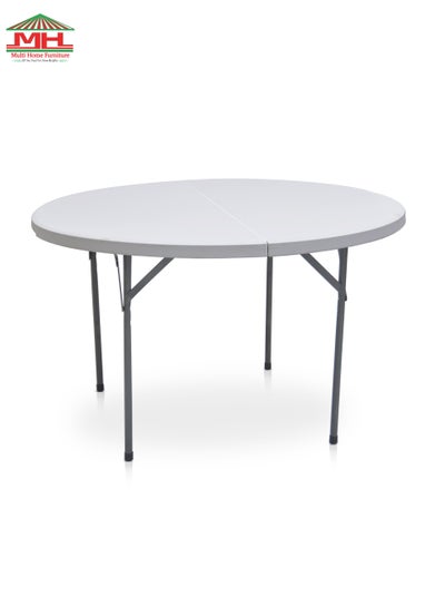 Buy MHF Multipurpose Folding Round Table With Steel Frame MH-1201-WHITE in UAE