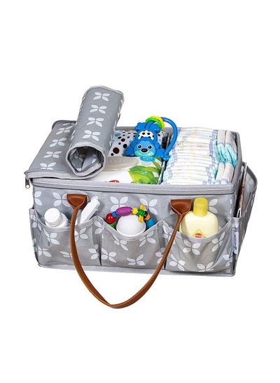 Buy Baby Diaper Caddy Bag With Zipper Lid And Leather Handle in Saudi Arabia